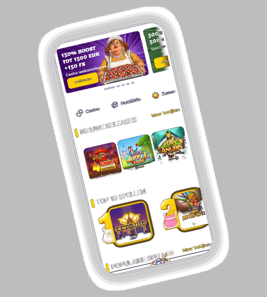 MamaBet Casino lobby op mobiel met slots en live tafels